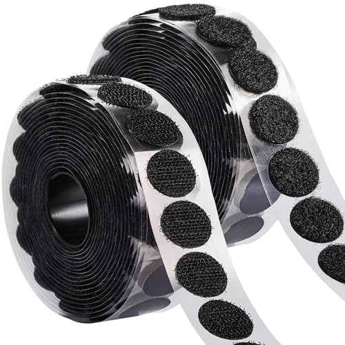 Image of ECOHomes (3 /4 Inch Dots, 200 Sets) Strips with Adhesive for Fabric, Black | No Sew, Stick On for Fabric, Sticky Back for Clothes, Curtains, Heavy Duty, Double Sided Hook and Loop Hem Tape Fasteners