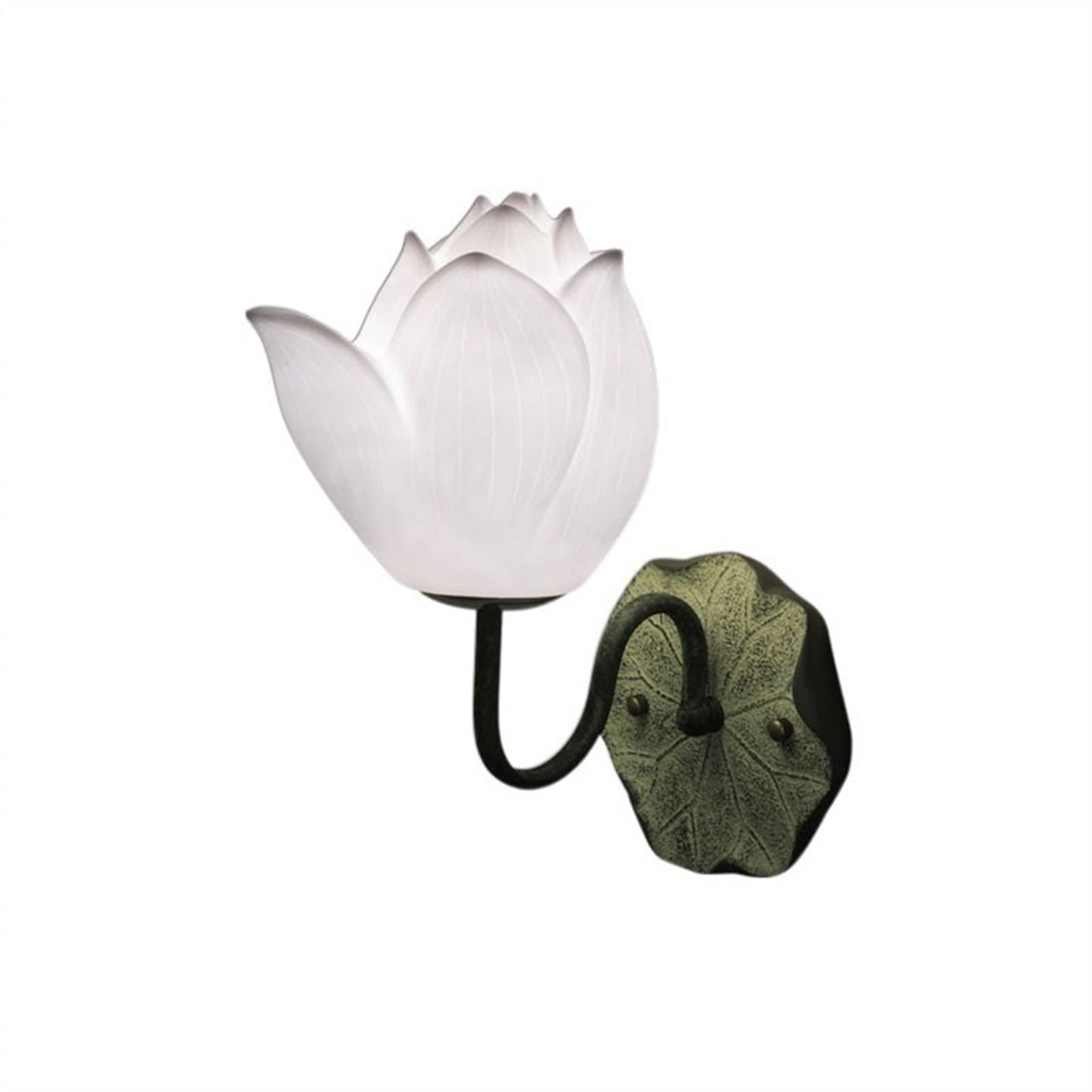 Yinj9562fg White Living Room Retro Zen Wall Lamp Study Bedroom Background Lotus Decorative Bedside Decor(White)