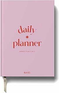 Yop & Tom Undated Daily Planner (A5) - Productivity Planner - Weekly and Daily Organizer with Time Slots - Pink and Red