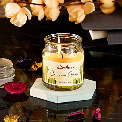 Image of eCraftIndia Lemon Grass Scented Candle for Home Decor, Bedroom - Jar Candles for Diwali, Christmas, Birthday, Valentine's Day - Scented Candles Gift Set - Diwali Decoration Items for Home Decor