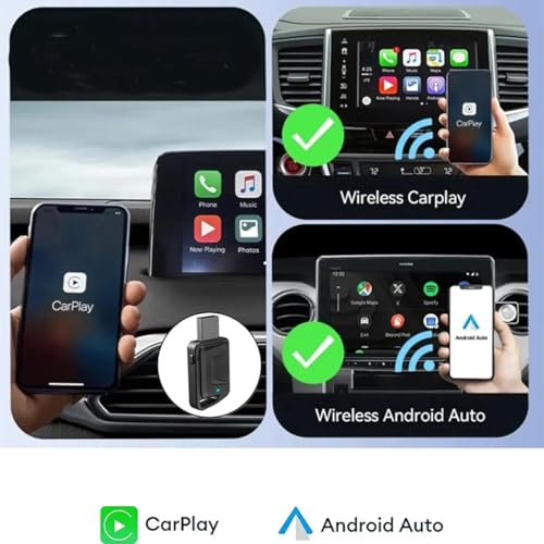 Image of AUTO SNAP Wireless CarPlay Adapter for Factory Wired CarPlay Plug & Play USB Dongle, Fast Auto-Connect, Low Latency, Compact Design, Car Screens