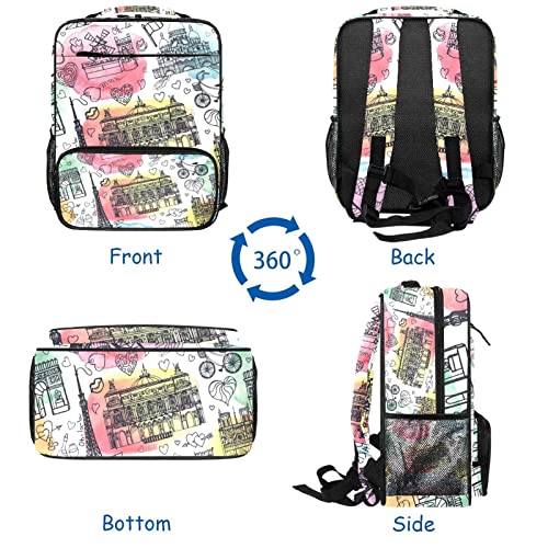 Sac à dos de voyage Tour Eiffel ajustable pour éviter le mal de dos en déplacement - 5