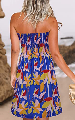 Image of Zyyfly Womens Summer Beach Dresses Strapless Cover Ups Dress Tube Top Sundresses