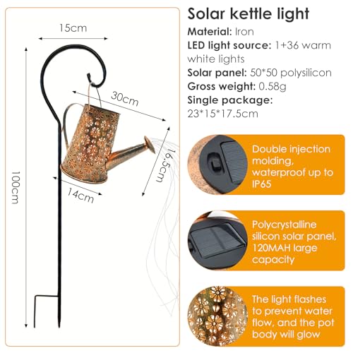 Gießkanne mit Lichterkette von Cecombine Solargießkanne für den Außenbereich