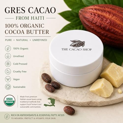 Generic Gres Cacao Haitian - Oil For Men - Organic Cocoa Butter – 100% Pure, Unrefined & Natural Moisturizer for Woman Hair & Skin – Scars & Stretch Marks - Koulev (2oz)