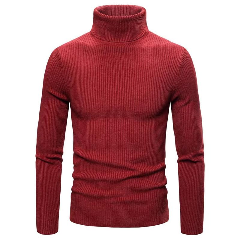 ENENEN Maglione da Uomo Slim Fit a Collo Alto Leggero Maglione da Lavoro Lavorato a Maglia