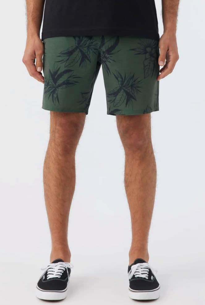 STOCKTON PRINT ELASTIC WAIST 18" HYBRID SHORTS