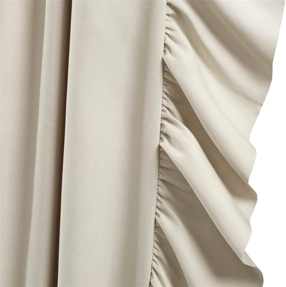 Lush Decor Reyna Ruffle Window Curtain Panel Set, Pair, 54" W x 95" L, Wheat - Flowy Curtain Set - Romantic Ruffle Curtains for Bedroom, Living room, or Dining Room - Farmhouse & Cottage Home Decor