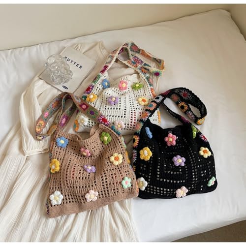 Women's Boho Embroidery Crossbody Bag Hollow Out Crochet Knit Shoulder Bag Knited Bag Handbag Summer Beach Tote2