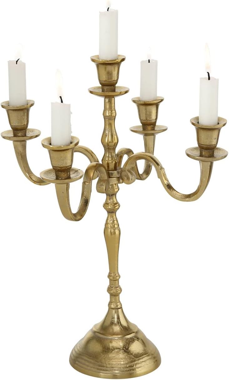 DAFLOXX 40cm CANDLESTICKS IN GOLD MODEL 'SOPHIE' 5-FLAMMIG