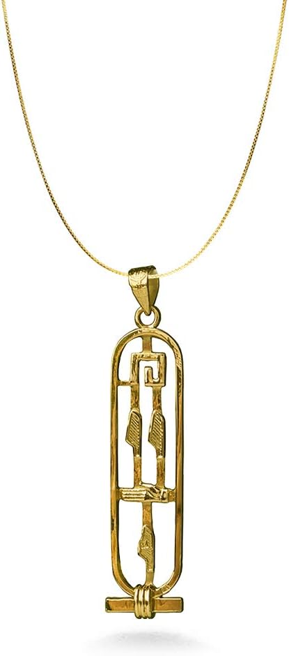 Discoveries Egyptian ImportsPersonalized Cartouche Necklace - Available in 14K Gold, 18K Gold and Sterling Silver - Open Style - Translate any letters into Hieroglyphs - Handmade in Egypt