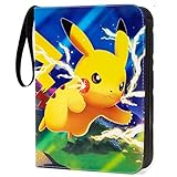 Egmelos 50 Seiten Sammelalbum für Pokemon Karten, Wunderschön Bedrucktes PU-Cover-Album, Sammelkarten Album mit Reißverschluss, Karten Halter Ordner Buch Hält 400 Karten A