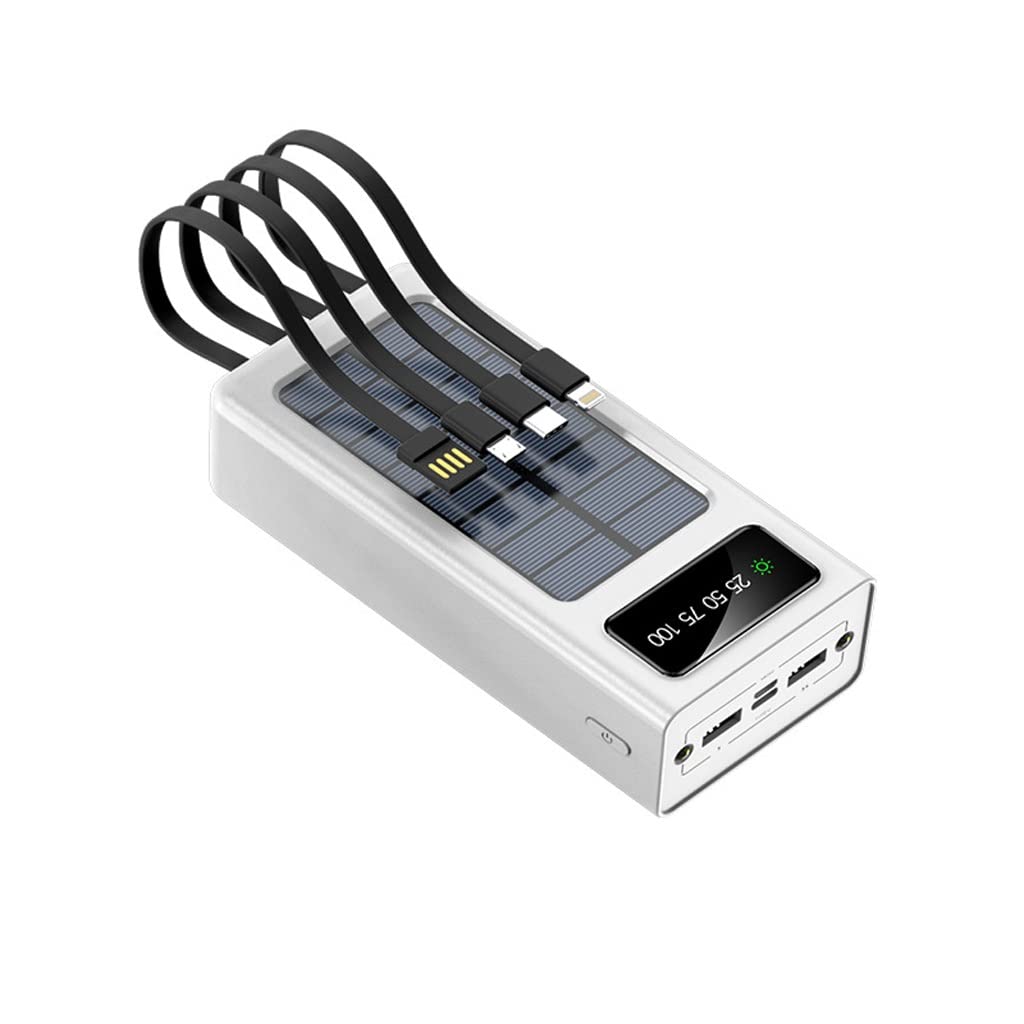 Xcc White Comes With Four-Wire 30000Mah Large-Capacity Solar Power Bank (Color : Size : 30000Mah)