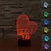 Produktbild Love Herz 3D Lampe Optische LED Täuschung Nachtlicht,HAIYU 7 Farbwech mit Acryl Flat & ABS Base & USB-Ladegerät ändern Berühren Sie Botton Schreibtisch lampe Tischleuchte