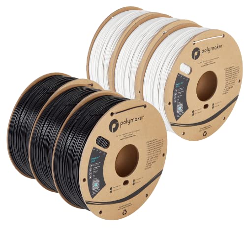 Polymaker ASA Filament 1.75mm Black *3 + White *3, 6kg ASA