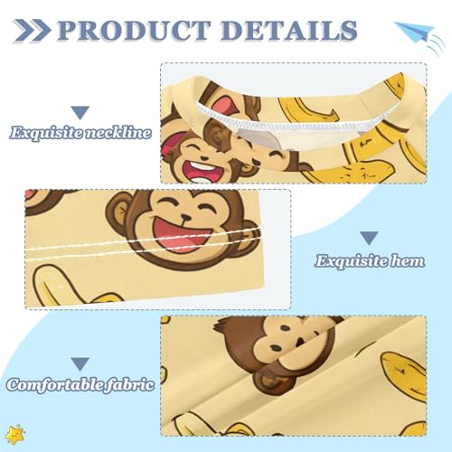 ALAZA Kids Rash Guard Boys Toddler Swim Shirts Short Sleeve Monkey Lovely UPF 50+ 3T3