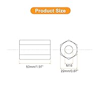 Vista 2 de uxcell 10 tuercas de acoplamiento M16x22x50mm - Acoplador de varilla roscada hexagonal de acero al carbono galvanizado para muebles, electrónico