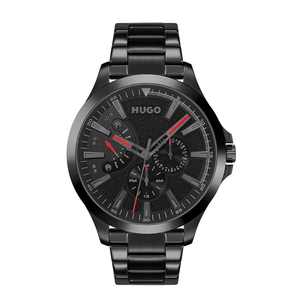 HUGO #LEAP Men's Black IP Bracelet Watch