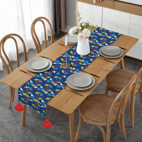 Camino de mesa Shark de 14 x 60 pulgadas, camino de mesa de cocina perfecto para cocina, oficina y fiestas