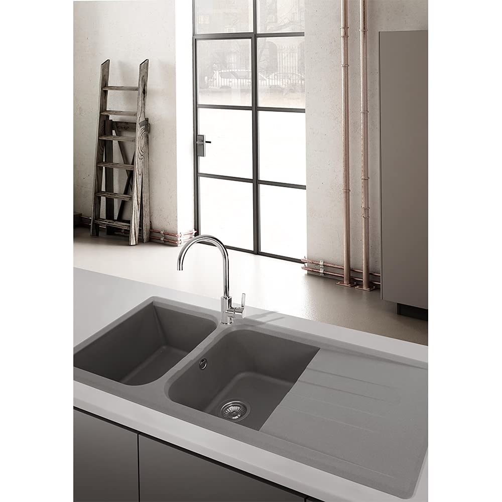 Prime 116 Lavello da Incasso Granito Nero 116x50 2 Vasche con Gocciolatoio QLP116NE