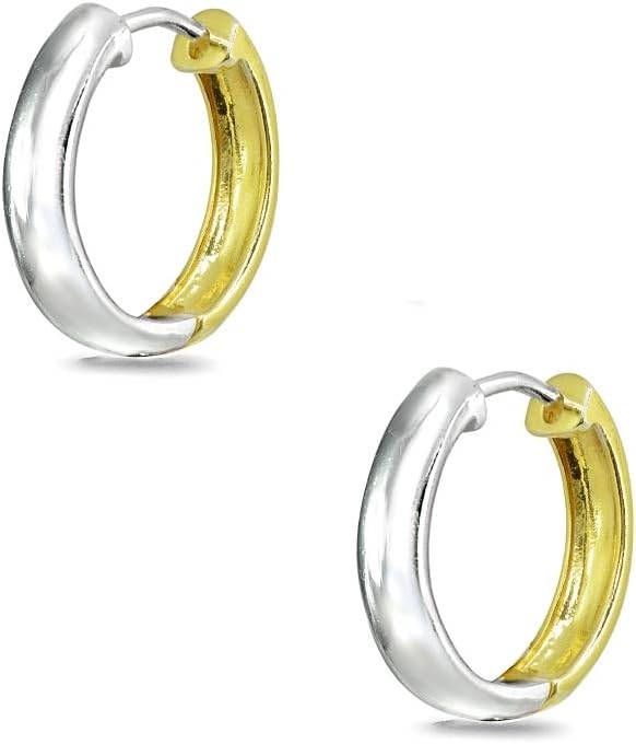 Sterling Silver 16mm Oval Small Hinged Huggie Hoop Earrings, Choose an Option