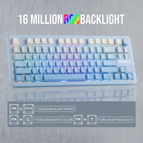 Image of EPOMAKER Galaxy70 Aluminium Mechanical Keyboard, Wireless Gaming Keyboard Bluetooth /2.4GHz /USB, Programmable and Hot Swappable Thocky Keyboard (Blue Ombre, Zebra Linear Switch)