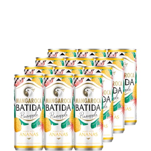 Mangaroca Batida RTD Pineapple 10 Prozent 12 x 250 ml Dose - Alkoholisches Mischgetränk aus Kokoslikör und Ananassaft (aus Ananaskonzentrat), fruchtiger Cocktail-Genuss für Unterwegs