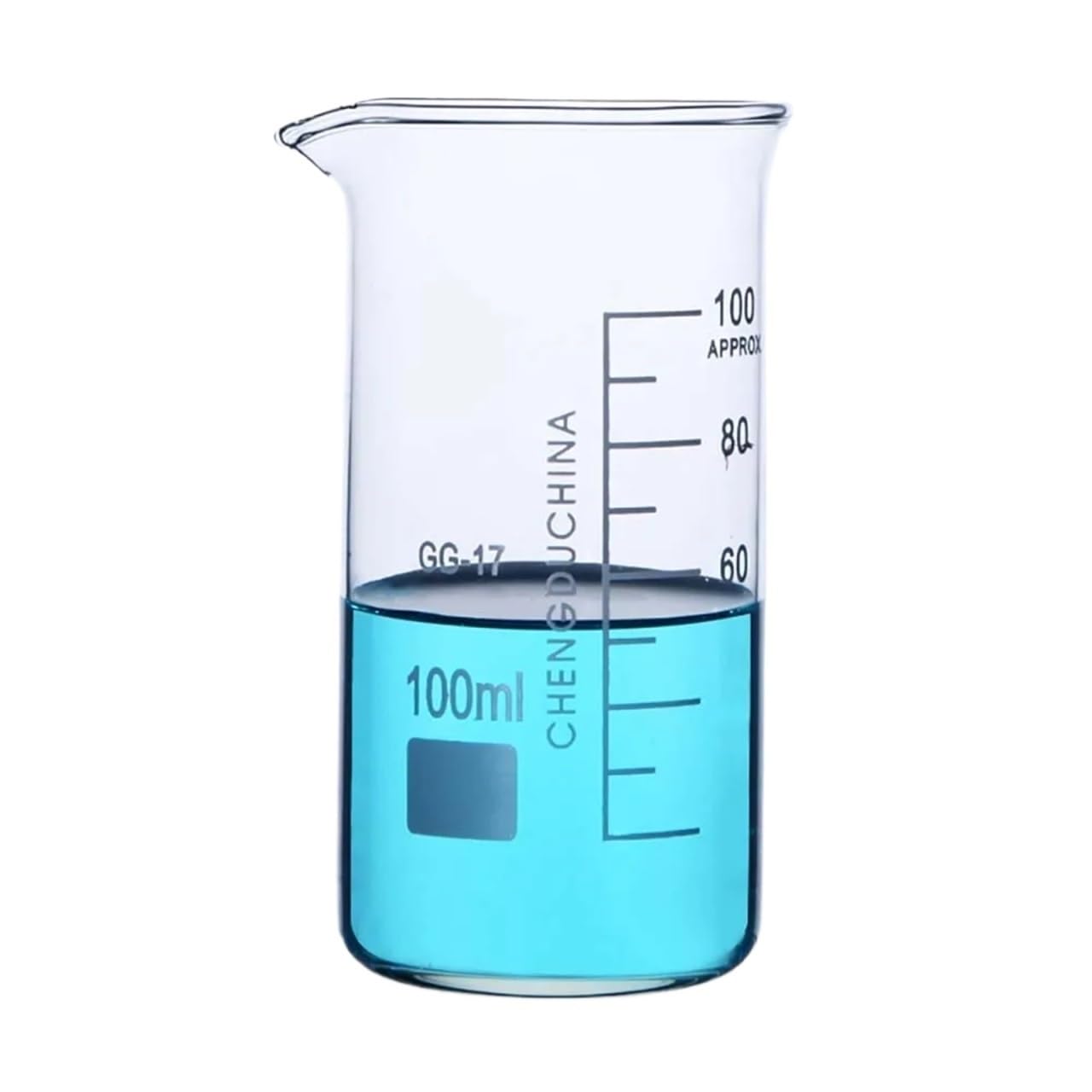 Vaso medidor de Vidrio de borosilicato de Alta graduación, Capacidad de 100 ml (Transparente).