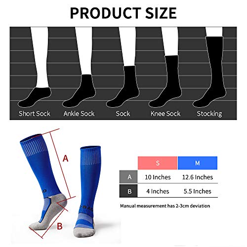 AII 5 Pairs Kids Soccer Socks Boys Girls High Tube Long Knee Athletic Football Socks (4-18 Years Little Kid/Big Kid) …4