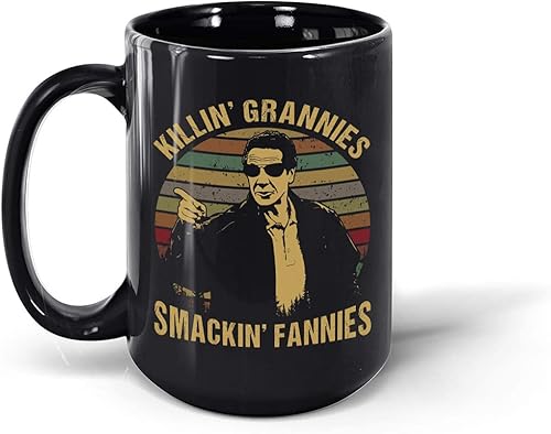 Killin' Grannies Smackin' Fannies Cuomo Governor New York State Vintage Taza de café de cerámica taza de té (negro, 15 onzas)