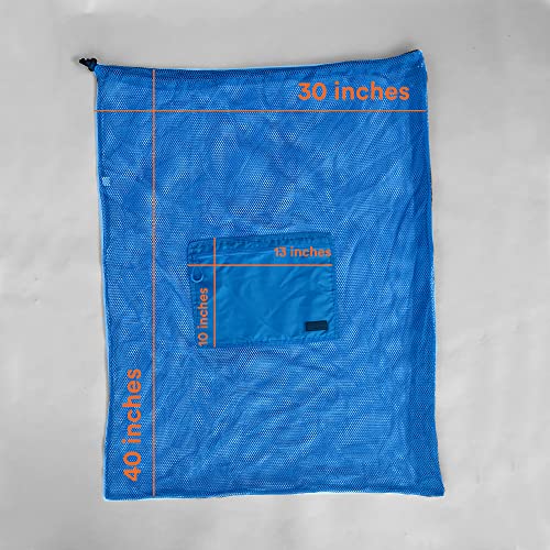 Extra Large Heavy Duty Soccer Ball Mesh Bag For Sports, Beach And Swimming Gears. Adjustable Shoulder Strap Made To Fit Adults And Kids. Secure Side Pocket For Your Personal Item. 40X30 In, Blue #TOP5