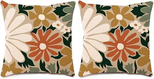 COTT N CURLS Flower Pillow Set of 2 in Doodle - Decorative Pillow Covers 20x20 f