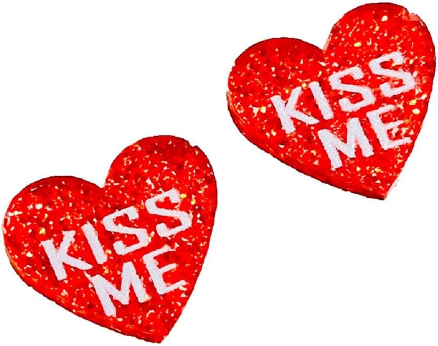 Valentine's Day Earrings Set Glitter Pink Love Heart Stud Earrings for Women Lover Lightweight Heart Shaped Acrylic Drop Dangle Earrings Y2K Holiday Jewelry Gifts - Image 3