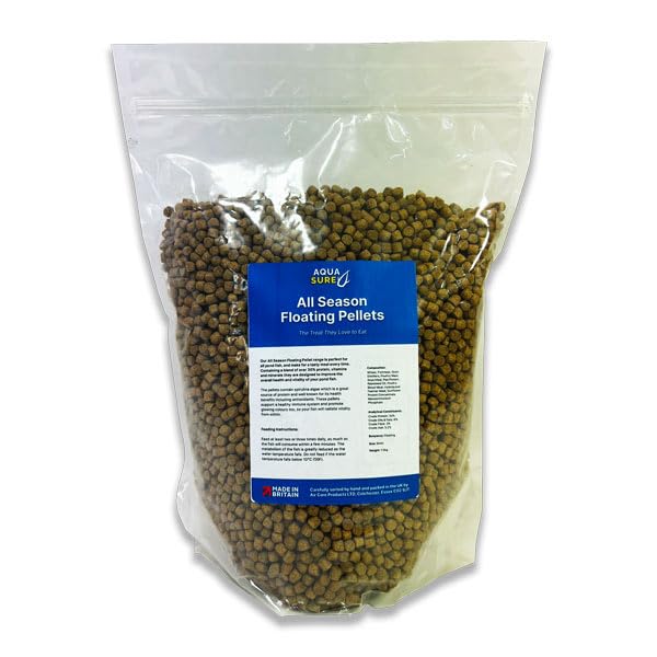 eco-filtration 6mm All Season Pond Pellets – Floating Koi & Pond Fish Food (10kg Resealable Bag) – High-Protein, Immune Support & Color Enhancer
