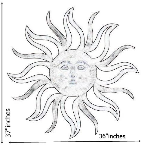 Bellaa Sun Decoración Solar de Metal para Pared 35x35 Pulgadas Cobre miniatura 8