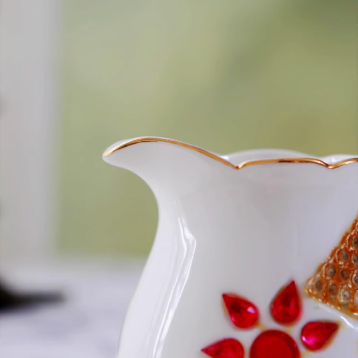 MRKU Pot à Lait, saucière, Tasse à Eau, pichet, crémier, Distributeur de café, sucrier, Lot de 2, Style européen, en céramique, Motif Tournesol doré Peint