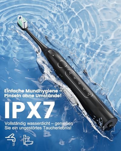 Bild 4 - Elektrische Zahnbürste, Schallzahnbürste 5-Modi, 30S-Erinnerung, Zahnbürste Elektrisch Weißen Ihre Zähne in Zwei Wochen, 8 Austauschbare Bürstenköpfe mit 3D Wavy Soft Brush, IPX7 Electric Toothbrus