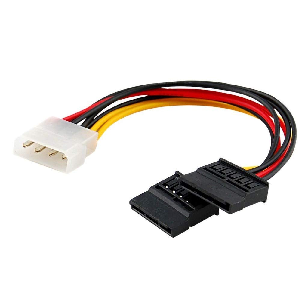 Wizzo 4 Pin Molex to Dual SATA Power Y Cable Adapter for Internal Hard Disk Drive, HDD, SSD & DVD Writer – Red, Black, Yellow, White, 15 cm