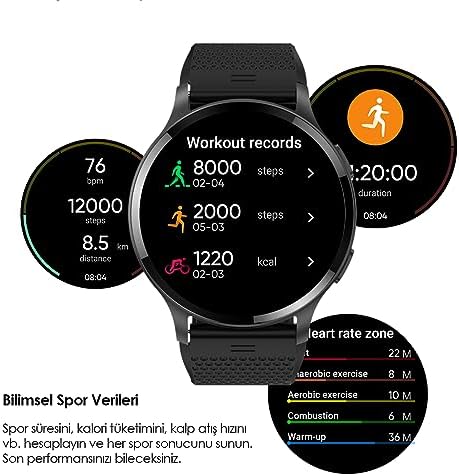 BUFF LABS Buff Akıllı Saat 1.43 İnç Büyük Ekran IP68 Spor Mod BT5.2 Siyah, Buff Labs, 47mm - Görsel 6