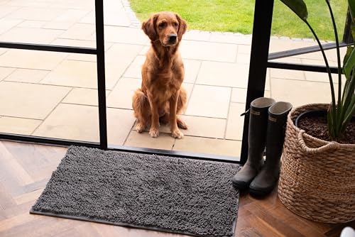 Tapis chenille super absorbant microfibre, base antidérapante | Parfait pour promenades...