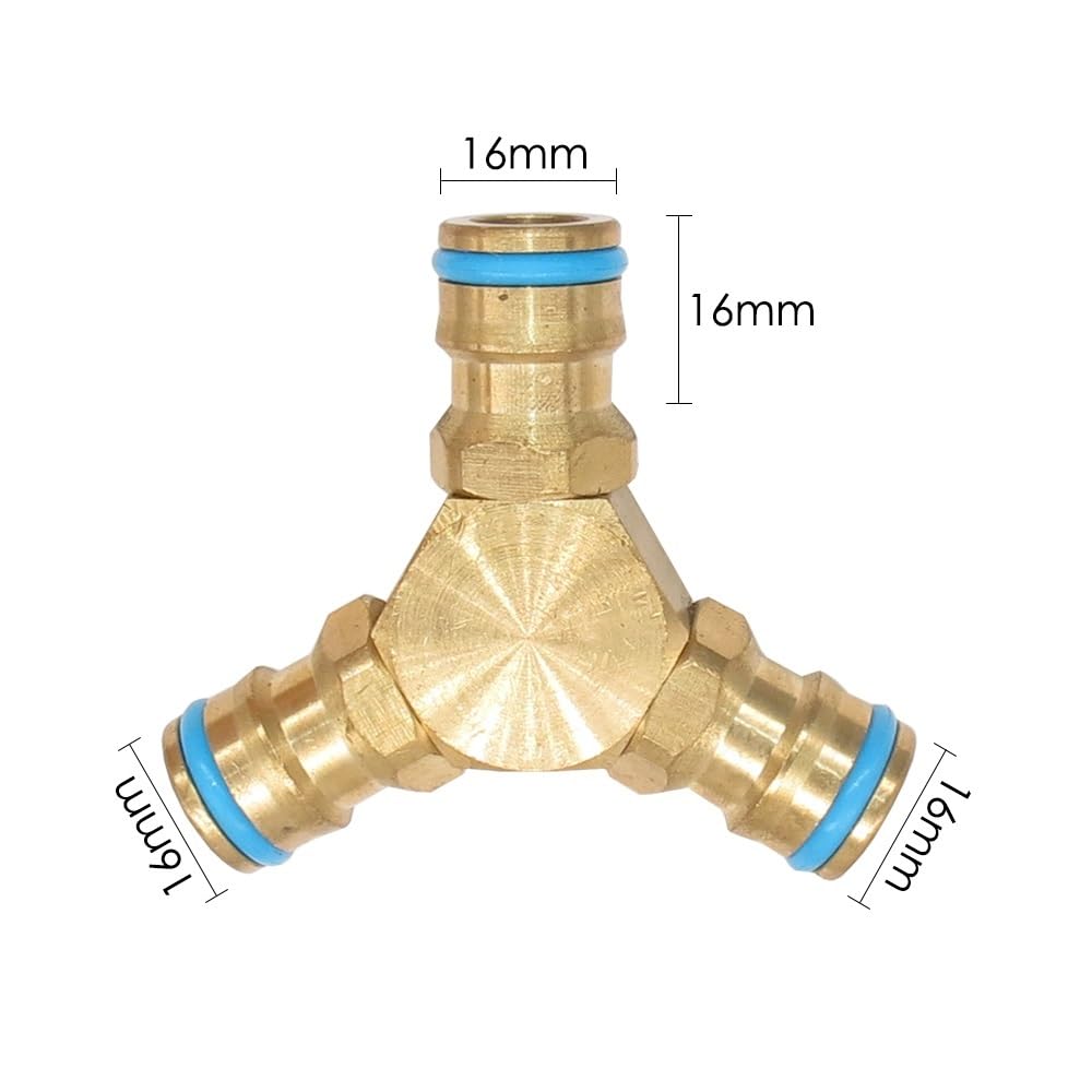 5 PZ 16mm 3 Vie In Ottone Uguale Tee Tubo Da Giardino Connettore Tubi Adattatore Tubo Connettore Rapido for Irrigazione Irrigazione