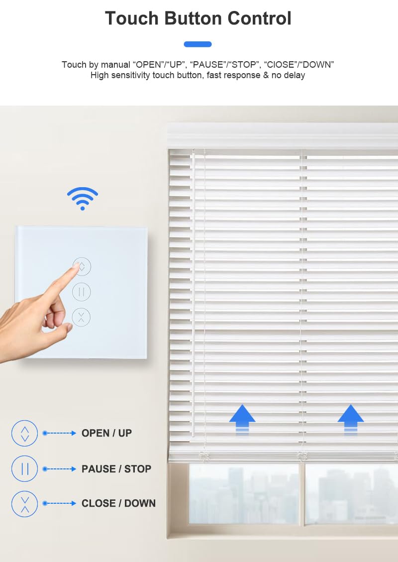 Interruptor de persiana WiFi, 1 unidad Smart Rolladen Temporizador de persianas, interruptor WiFi con control porcentual, control de persianas Smart Home, compatible con Alexa, Google, etc