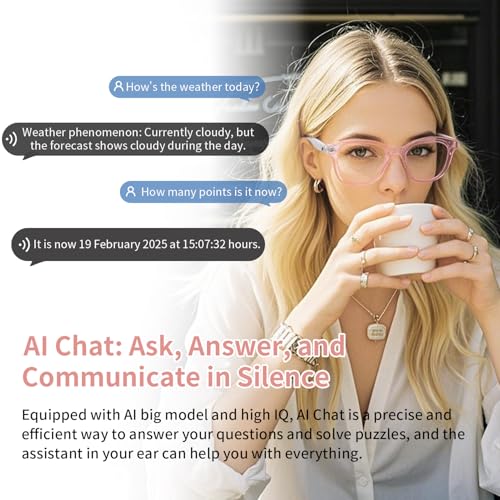 Image of AI Translation Glasses for Women, Clear Blue Light Glasses, Simultaneous Interpretation Eyeglasses for 110+ Languages, Real-Time Translation,Live Recording, Bluetooth Smart Glasses for Business /Travel