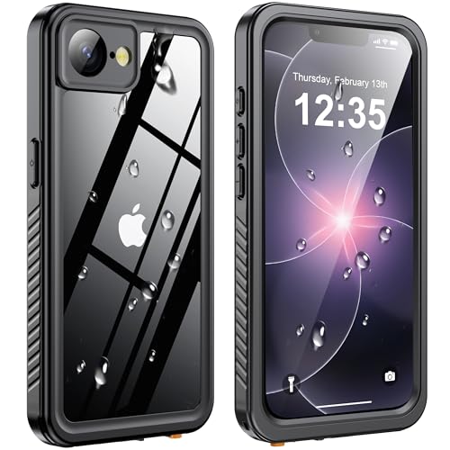 ANTSHARE for iPhone 17E/16E Case IP68 Waterproof with Built-in Lens/Screen Protector Military Drop Protection Shockproof Rugged Phone Case for Swimming/Outdoor (6.1 Black/Clear)