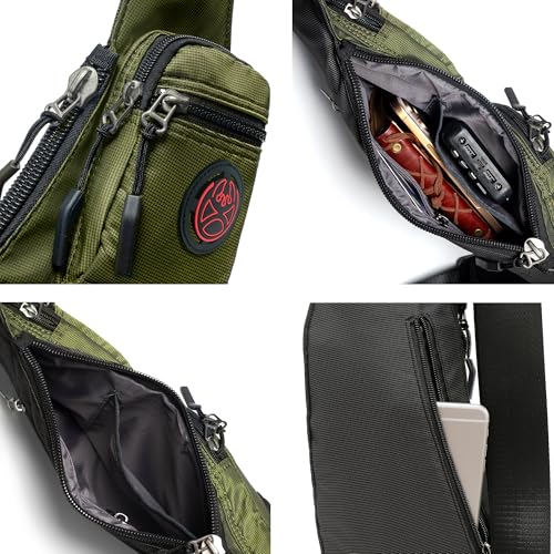 Image of NICGID Sling Bag Chest Shoulder Backpack Crossbody Bags Casual Daypack for Men Women, Army Green-2620n, Small, Travel
