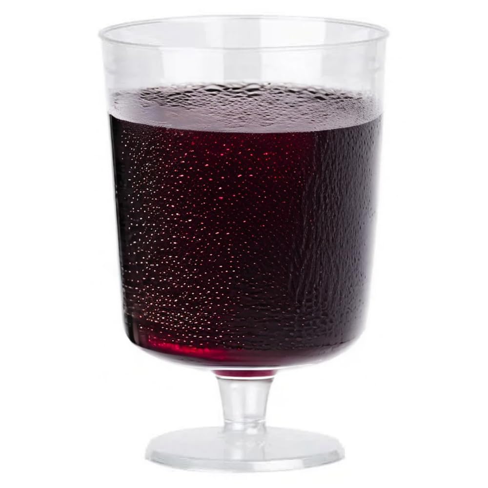 Aios Clear. Pack Of 48 One-Piece Plastic Wine Glasses. Capacity 230Ml.