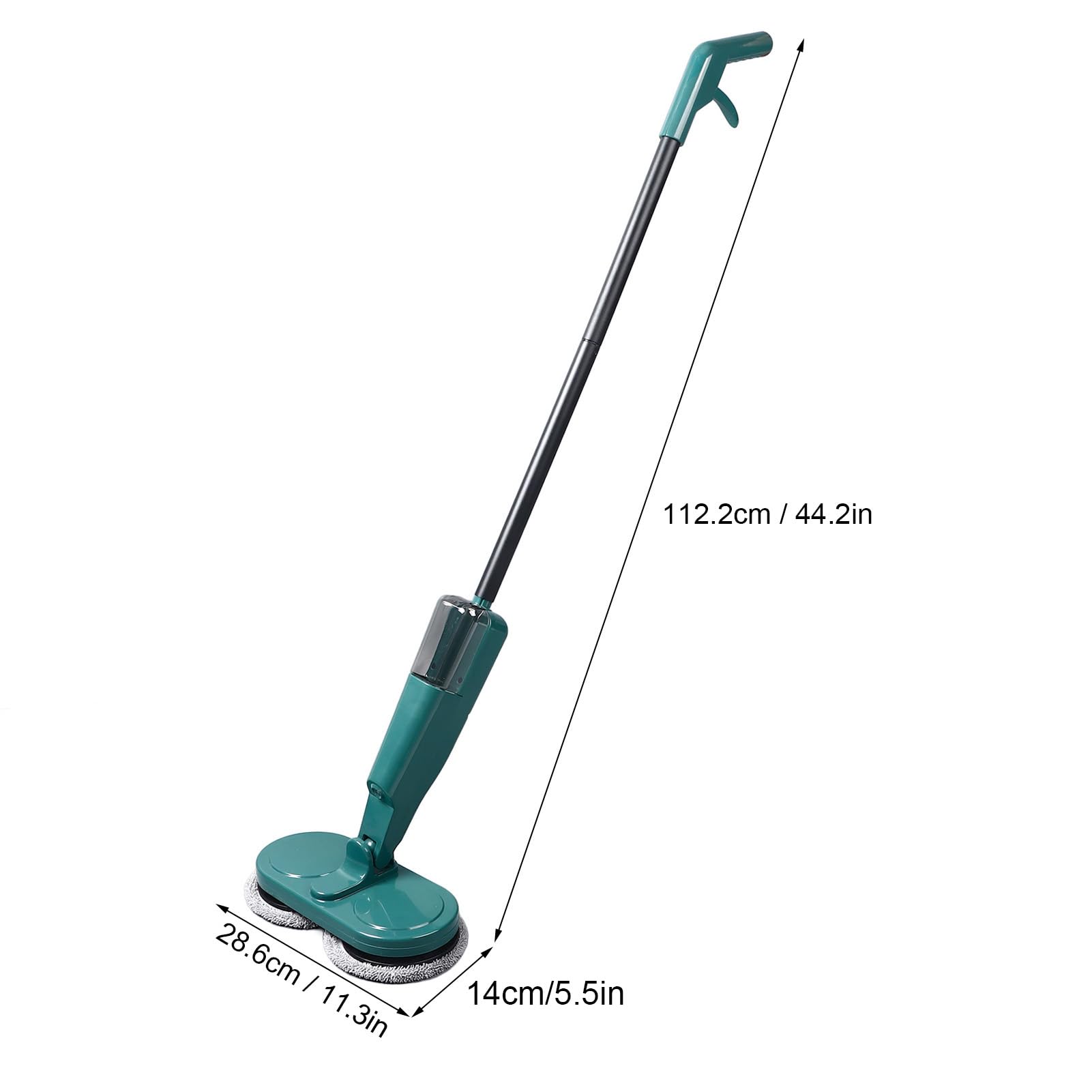 Mop eléctrico, Abdominales, Metal Recargable liviano liviano trapeador eléctrico con pulverizador de Agua, Limpiador de trapeadores para Pisos de mármol de Madera Dura (White) (Green)