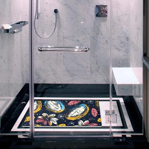 Tapis de bain antidérapant Art Florals extra long à séchage rapide pour douche - 7