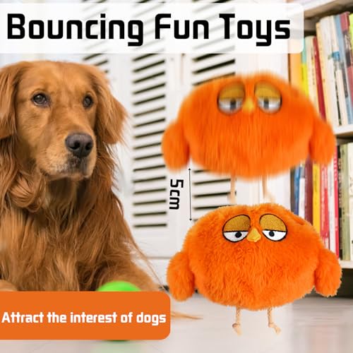 YOUYIKE Bewegendes Hundespielzeug, Hundespielzeug Beweglich Elektrisch, Interaktives Hunde Ball Spielzeug, Active Moving Pet Plush Toy for Haustier Hunde Trainingsball(Orange)