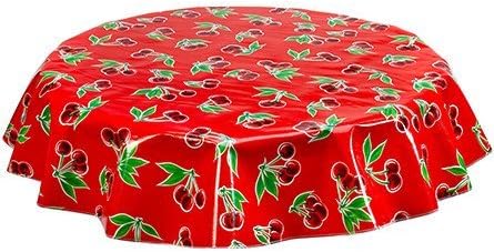 Round Oilcloth Tablecloth in Cherry Red - You Pick The Size!